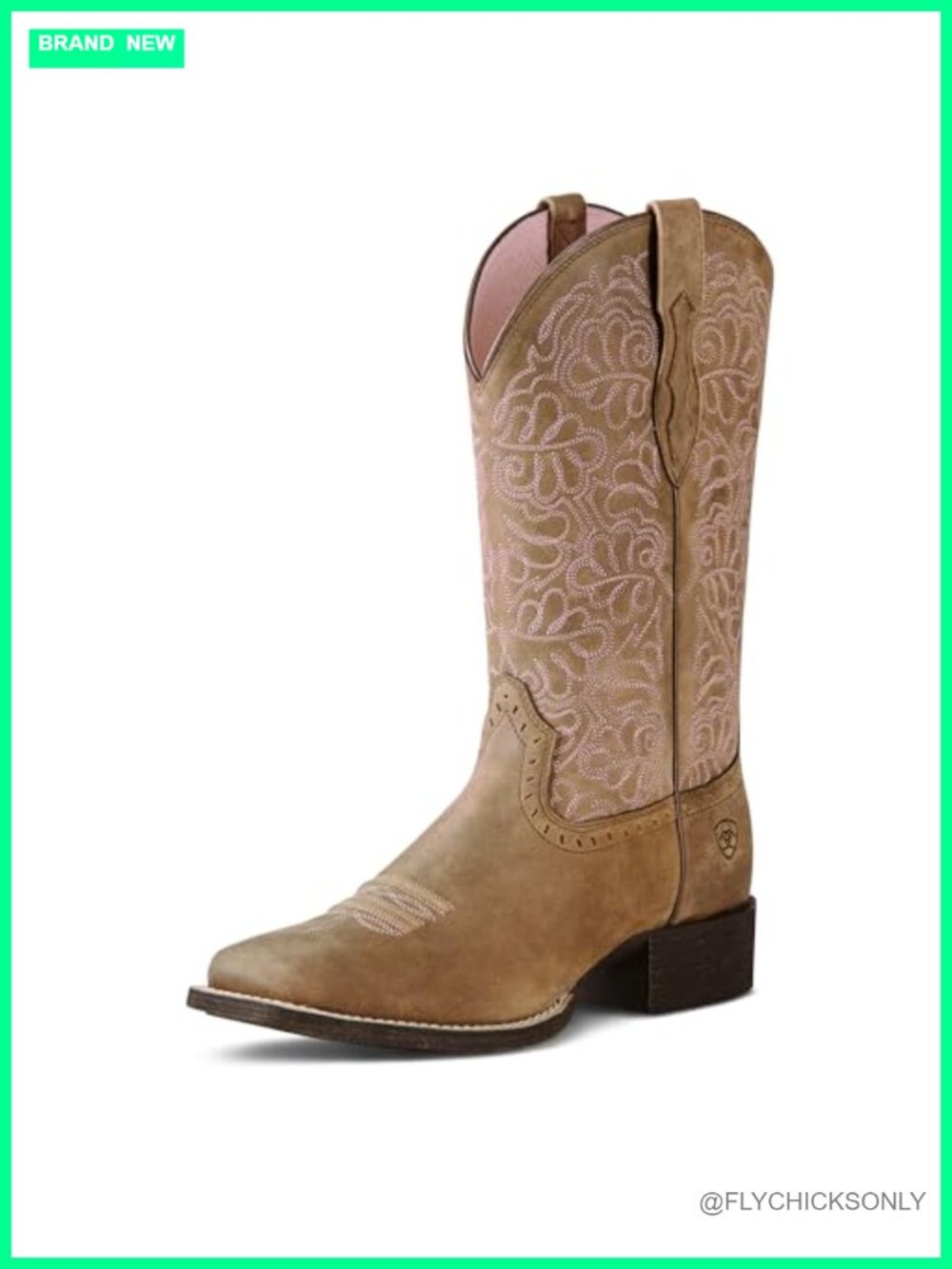 Western Boots Full-Grain Leather Square Toe Mid-Calf Equestrian